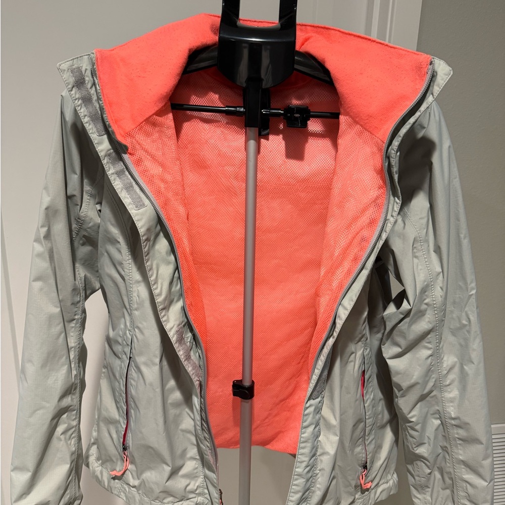 The North Face Women's Gray and Coral Hyvent Waterproof Jacket